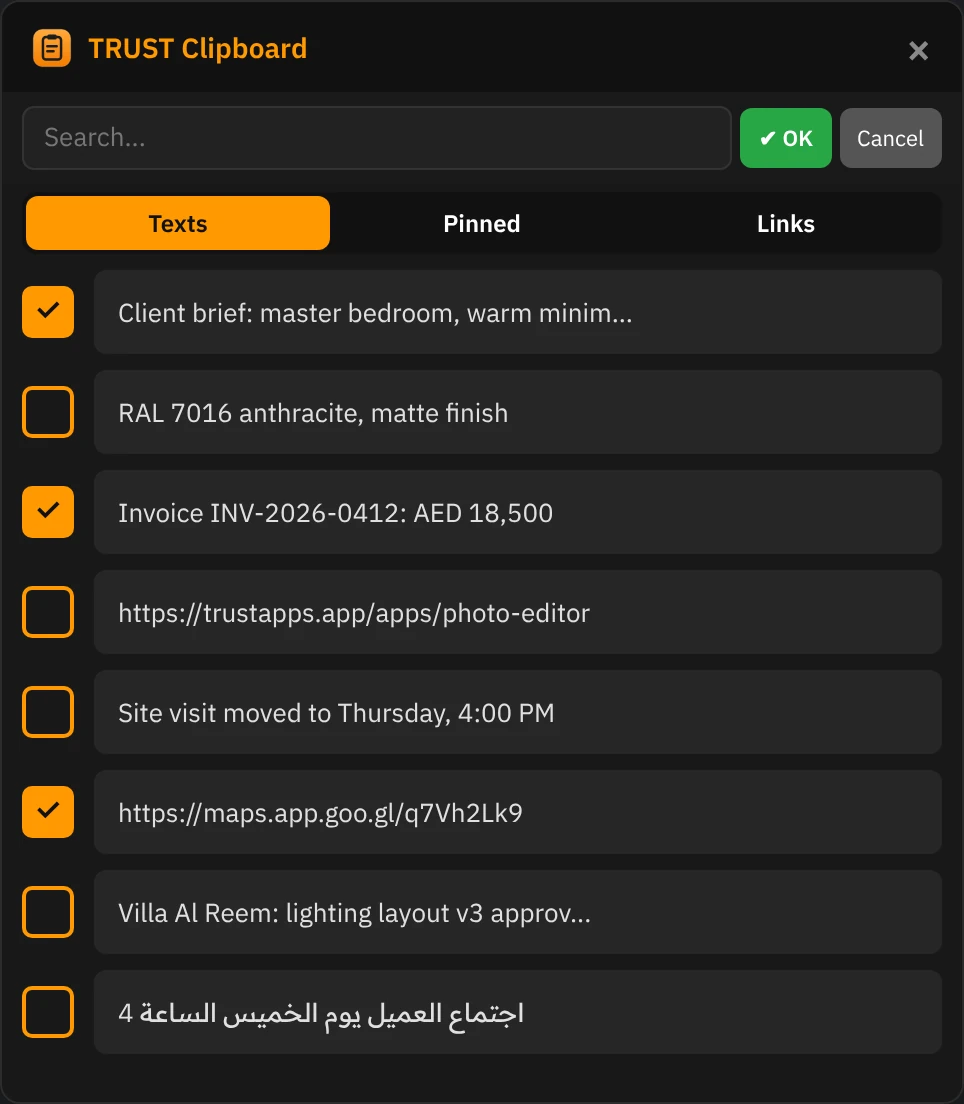 Pick clips and export them