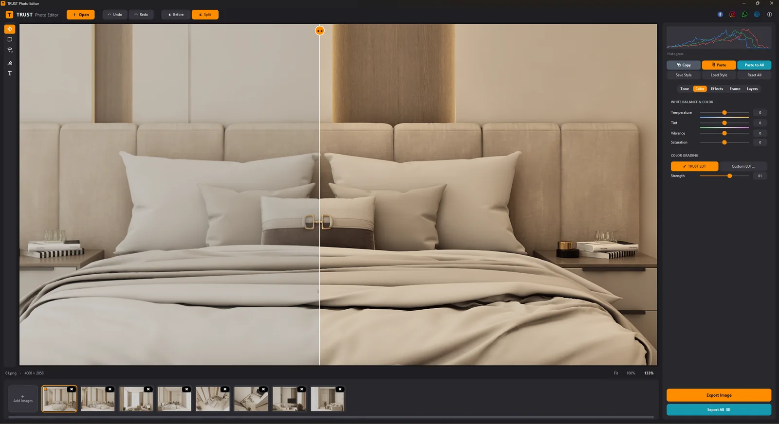 Split view zoomed to 133%