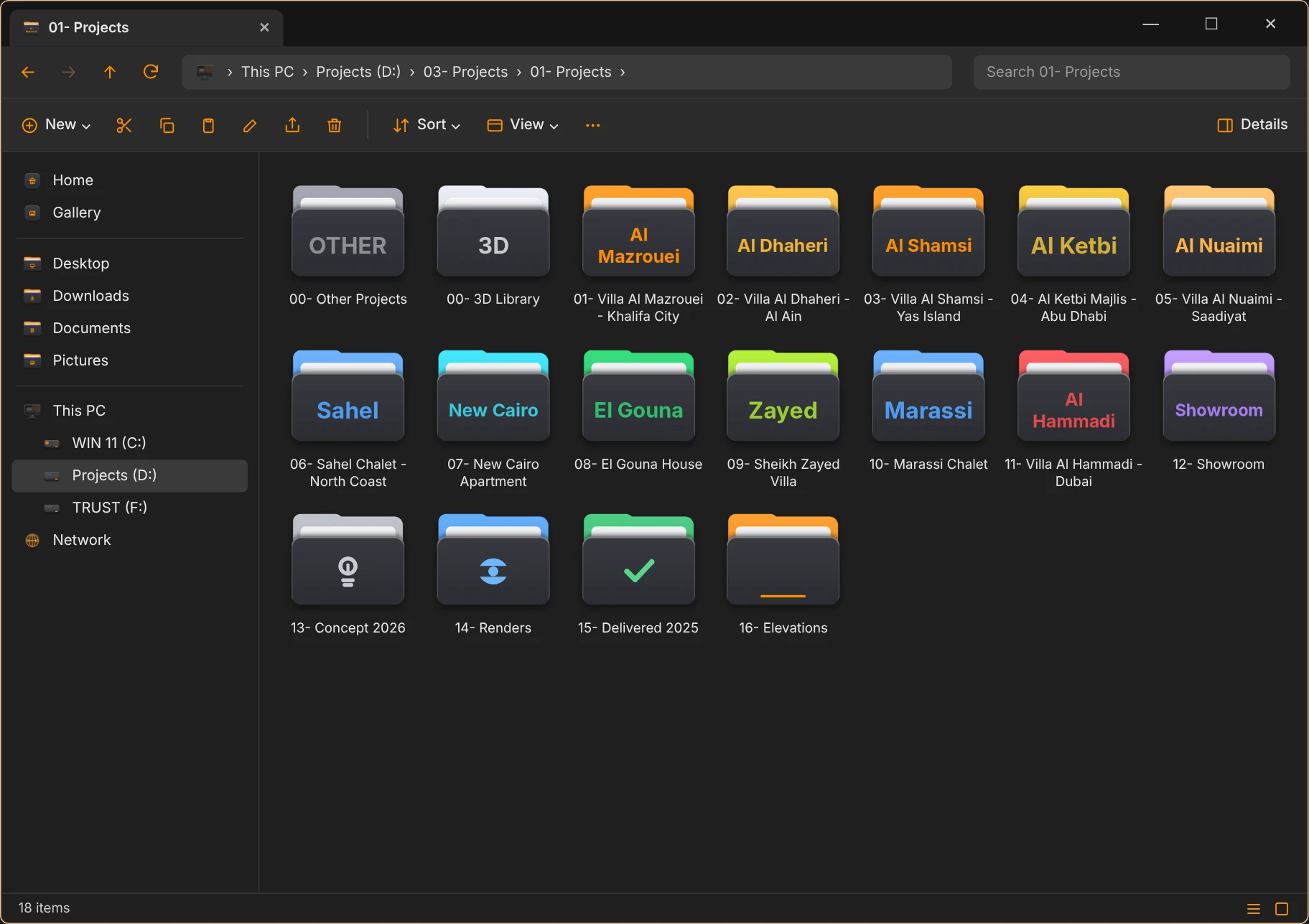 Folder labels: any name, any colour, written on the folder icon
